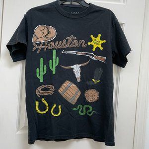 Goat Crew All Over Houston Vintage Black T Shirt Size S